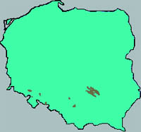 Mapa Polski z wychodniami dewonu