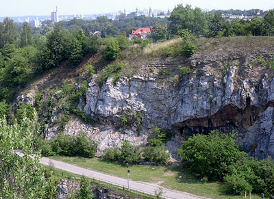 Kadzielnia (07.2004) - na cianach widoczne formy krasowe